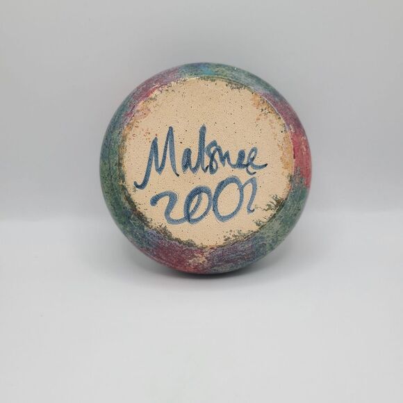 Handcrafted Floral Pottery Bowl, By Malsnee 2002 - Picture 2 of 9